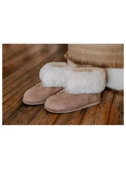 Pantoffels met lamsvacht "Alta" lichtbruin