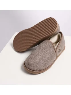 Pantoffels met lamsvacht beige