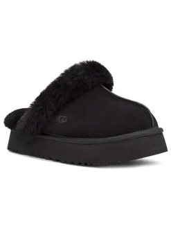 Pantoffels met lamsvacht "Disquette" zwart