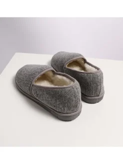 Pantoffels met lamsvacht grijs