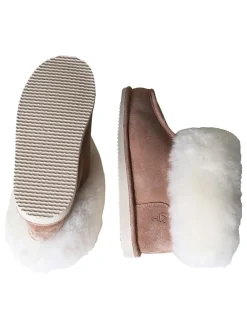 Pantoffels met lamsvacht lichtbruin