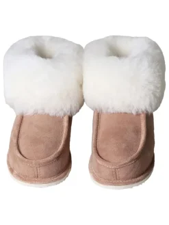 Pantoffels met lamsvacht lichtbruin