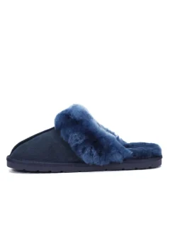 Pantoffels van schapenvacht "Emeline" donkerblauw