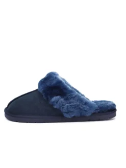 Pantoffels van schapenvacht "Emeline" donkerblauw
