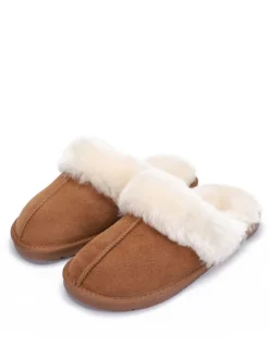 Pantoffels van schapenvacht "Emeline" lichtbruin