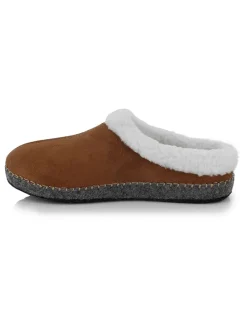 Pantoffels "Wooly" lichtbruin/wit