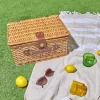 Picknickmand naturel/groen - 21 delen