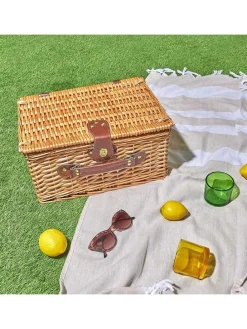 Picknickmand naturel/groen - 21 delen