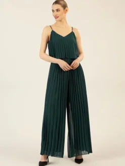 Plisseejumpsuit donkergroen