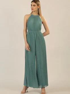 Plisseejumpsuit grijsgroen