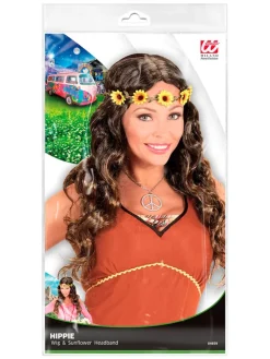 Pruik bruin/geel