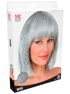 Pruik "Glitzy" zilverkleurig
