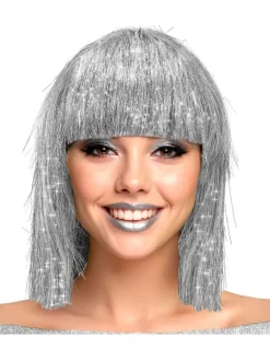 Pruik "Glitzy" zilverkleurig