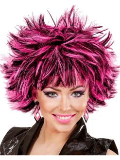 Pruik "Steamy" zwart/roze