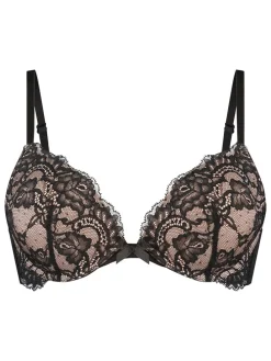 Push-up beha "Teddy" zwart/beige