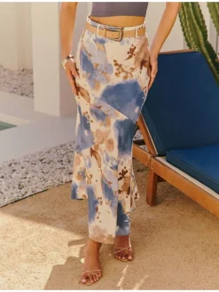 Rok beige/blauw