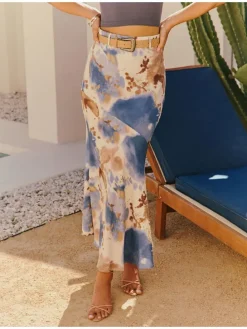 Rok beige/blauw