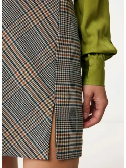 Rok beige/donkerblauw/rood