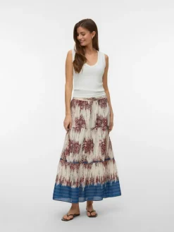 Rok beige/lichtbruin/blauw