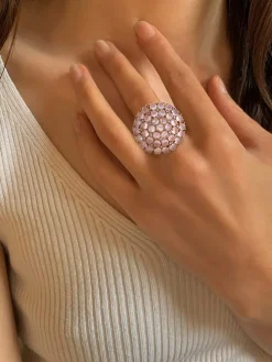 Rosévergulde ring met edelstenen