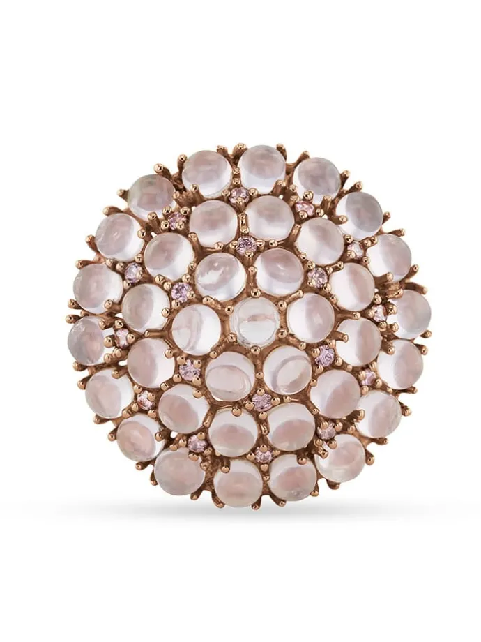 Rosévergulde ring met edelstenen