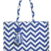 Schoudertas blauw/wit - (B)40 x (H)30 x (D)20 cm