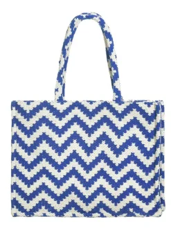 Schoudertas blauw/wit - (B)40 x (H)30 x (D)20 cm