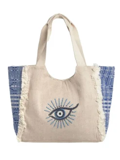 Schoudertas crème/blauw - (B)22 x (H)12,5 x (D)6 cm