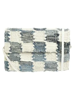 Schoudertas crème/blauw - (B)30 x (H)20 x (D)6 cm