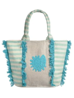 Schoudertas crème/turquoise - (B)22 x (H)12,5 x (D)6 cm
