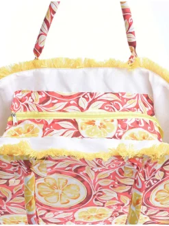 Schoudertas rood/geel - (B)35 x (H)30 x (D)20 cm