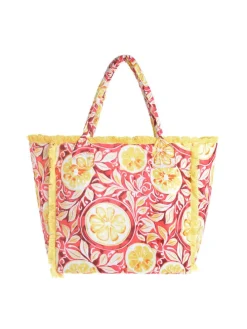 Schoudertas rood/geel - (B)35 x (H)30 x (D)20 cm