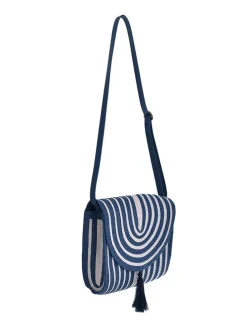 Schoudertas wit/blauw - (B)26 x (H)21 x (D)8 cm