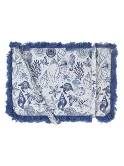 Schoudertas wit/blauw - (B)30 x (H)20 x (D)2 cm