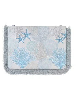 Schoudertas wit/lichtblauw - (B)30 x (H)20 x (D)2 cm