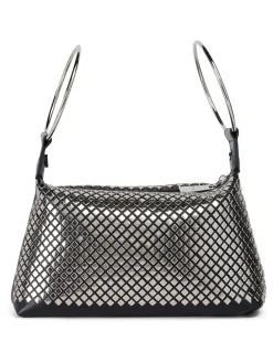 Schoudertas zilverkleurig/zwart - (B)26 x (H)15 x (D)9 cm