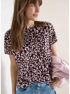 Shirt beige/bordeaux