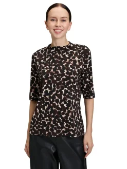 Shirt donkerbruin/zwart/wit