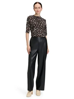 Shirt donkerbruin/zwart/wit