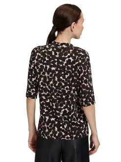 Shirt donkerbruin/zwart/wit