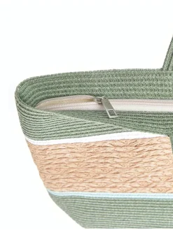 Shopper groen/beige - (B)48 x (H)30 x (D)16 cm