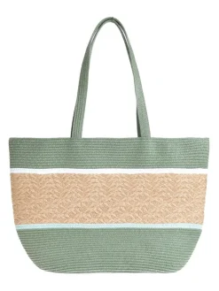 Shopper groen/beige - (B)48 x (H)30 x (D)16 cm