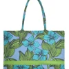 Shopper lichtblauw/groen - (B)58 x (H)32 cm