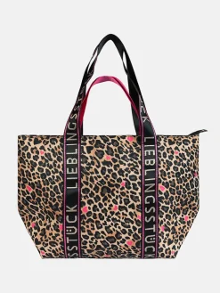 Shopper "Mirella" lichtbruin/zwart - (B)36 x (H)32 x (D)20 cm