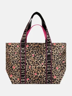 Shopper "Mirella" lichtbruin/zwart - (B)36 x (H)32 x (D)20 cm