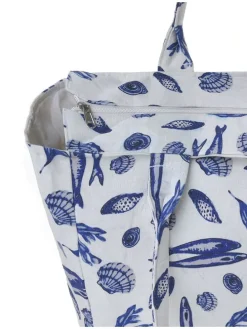 Shopper wit/blauw - (B)42 x (H)35 x (D)20 cm