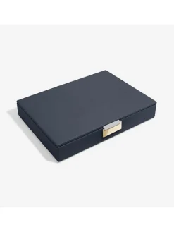 Sieradenkistje "Classic" donkerblauw - (B)25 x (H)18 x (D)4,2 cm