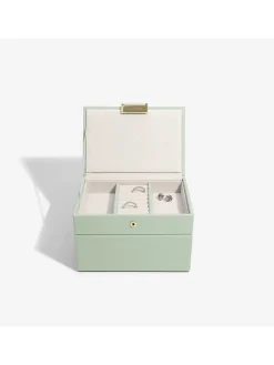Sieradenkistje mintgroen - (B)18 x (H)12,5 x (D)11,5 cm