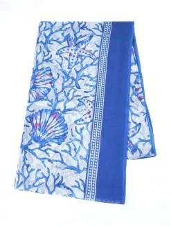 Sjaal blauw/wit - (L)180 x (B)110 cm