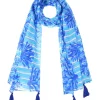 Sjaal blauw/wit - (L)180 x (B)110 cm